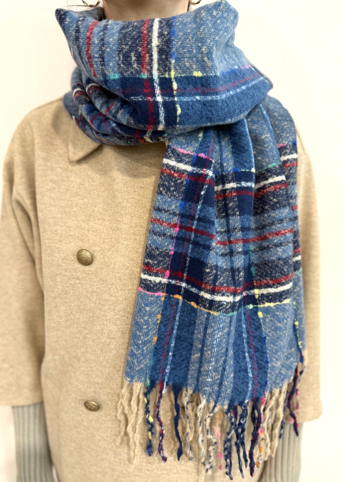 Karo Schal 'Blau-Beige'