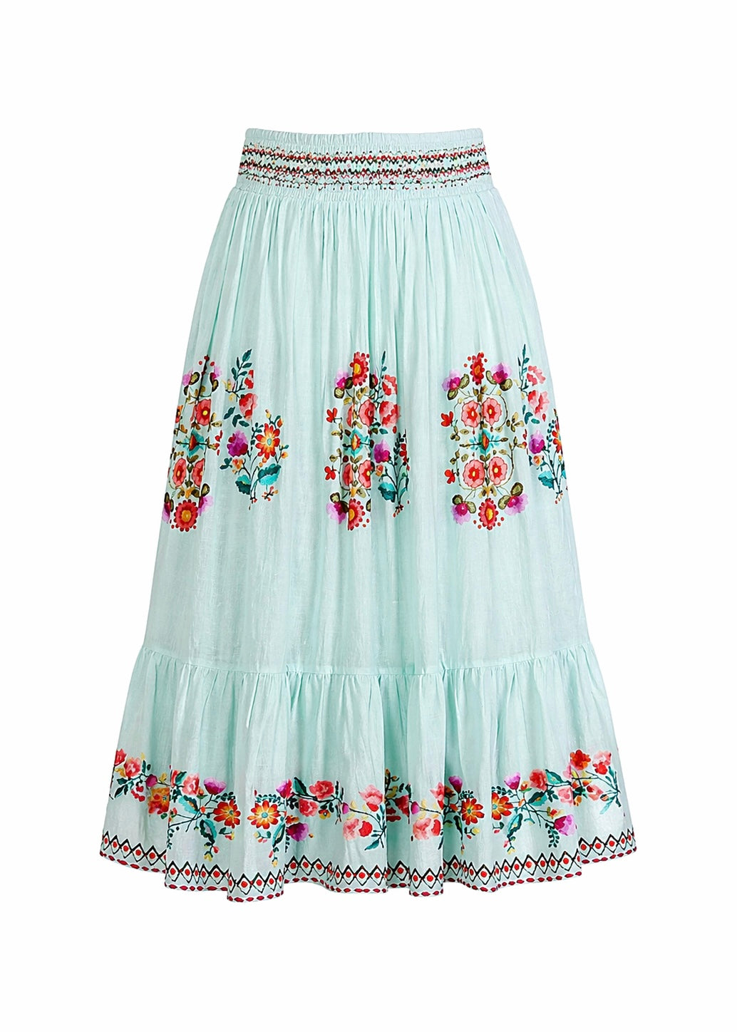 Rock mit Blumenprint 'Aqua'