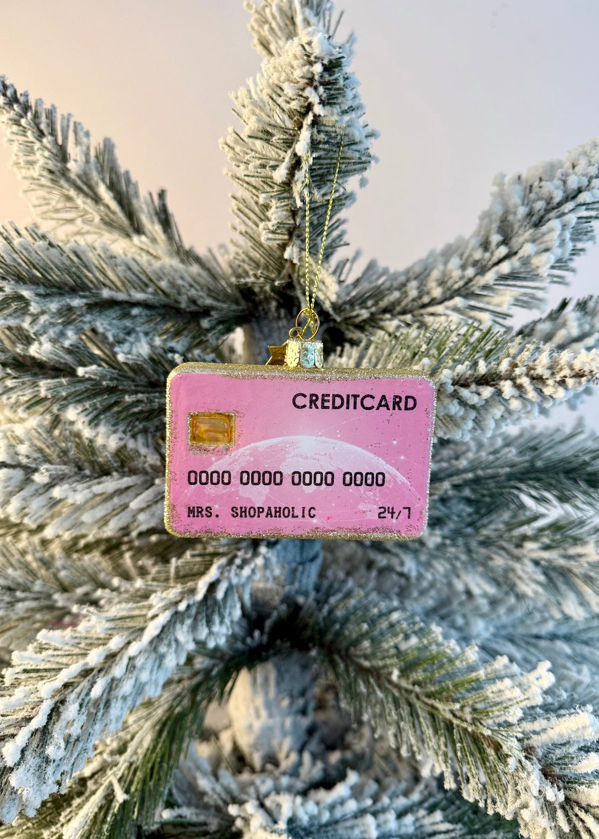Christbaumanhänger 'Kreditkarte Rosa Mrs.'