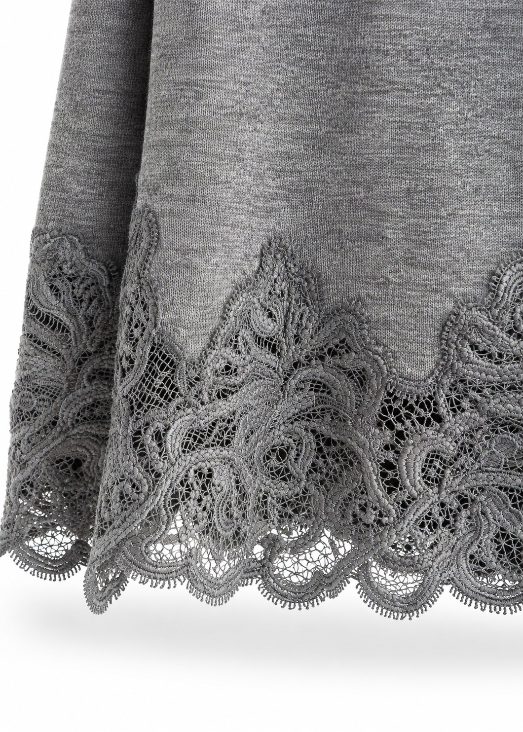 Kurzarm-Pullover mit Spitze 'Grau'