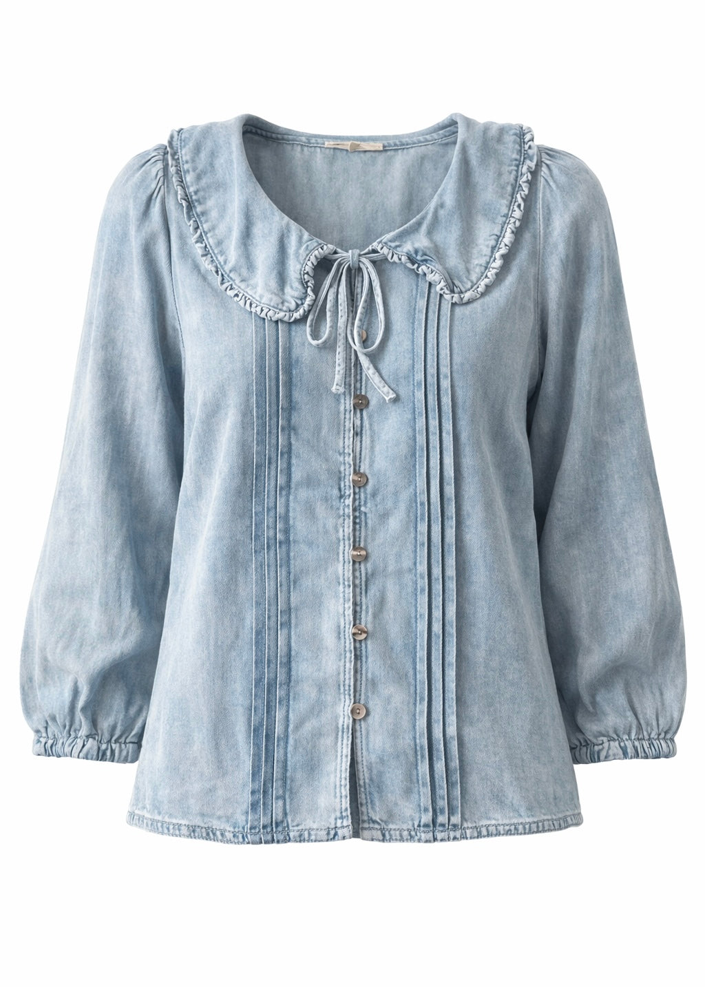 Jeansbluse mit Statement Kragen