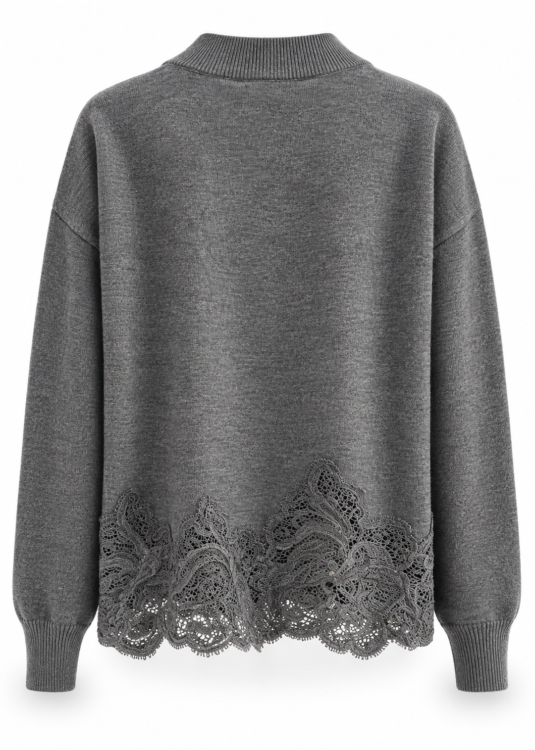 Pullover mit Spitze 'Anthrazit'
