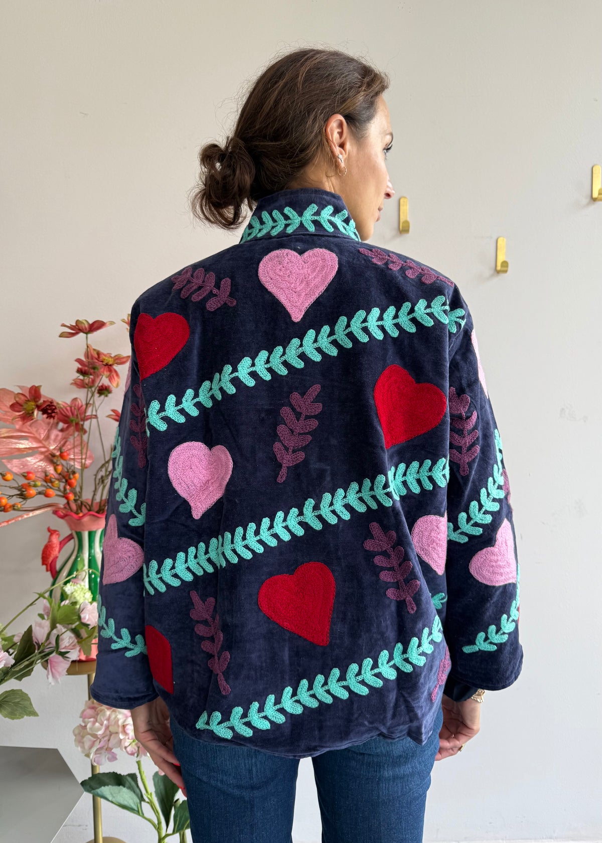 Bohojacke aus Samt &#39;Navy&#39;