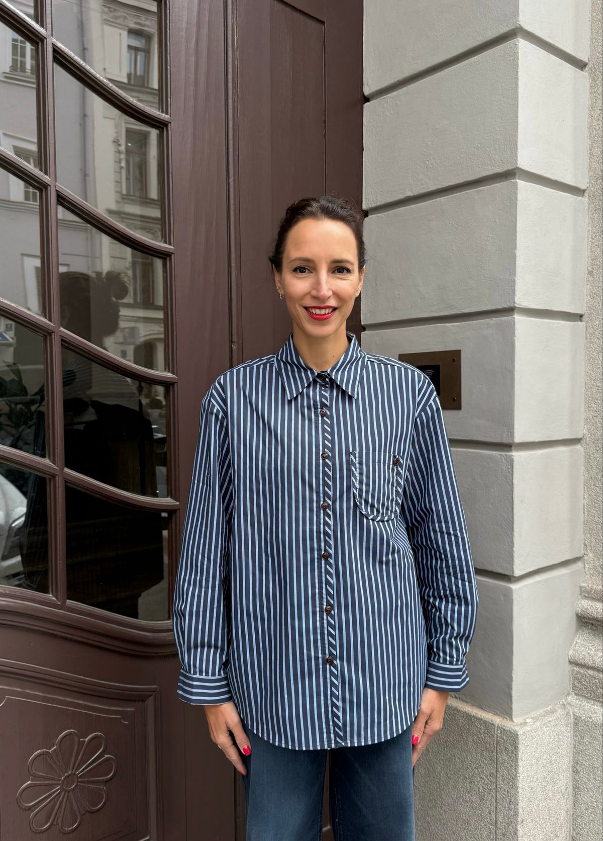 Hemdbluse &#39;Navy-Hellblau&#39;