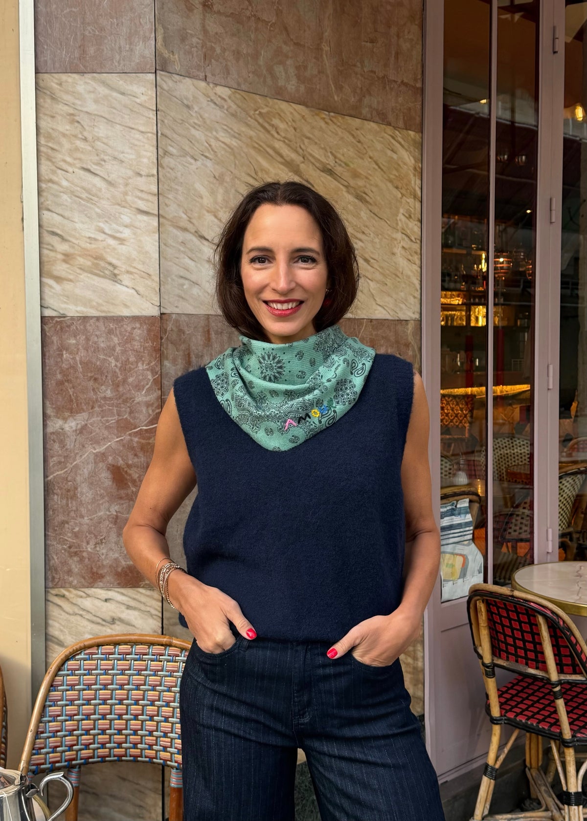 Amour Dreieckschal mit Ornamenten 'Türkis'