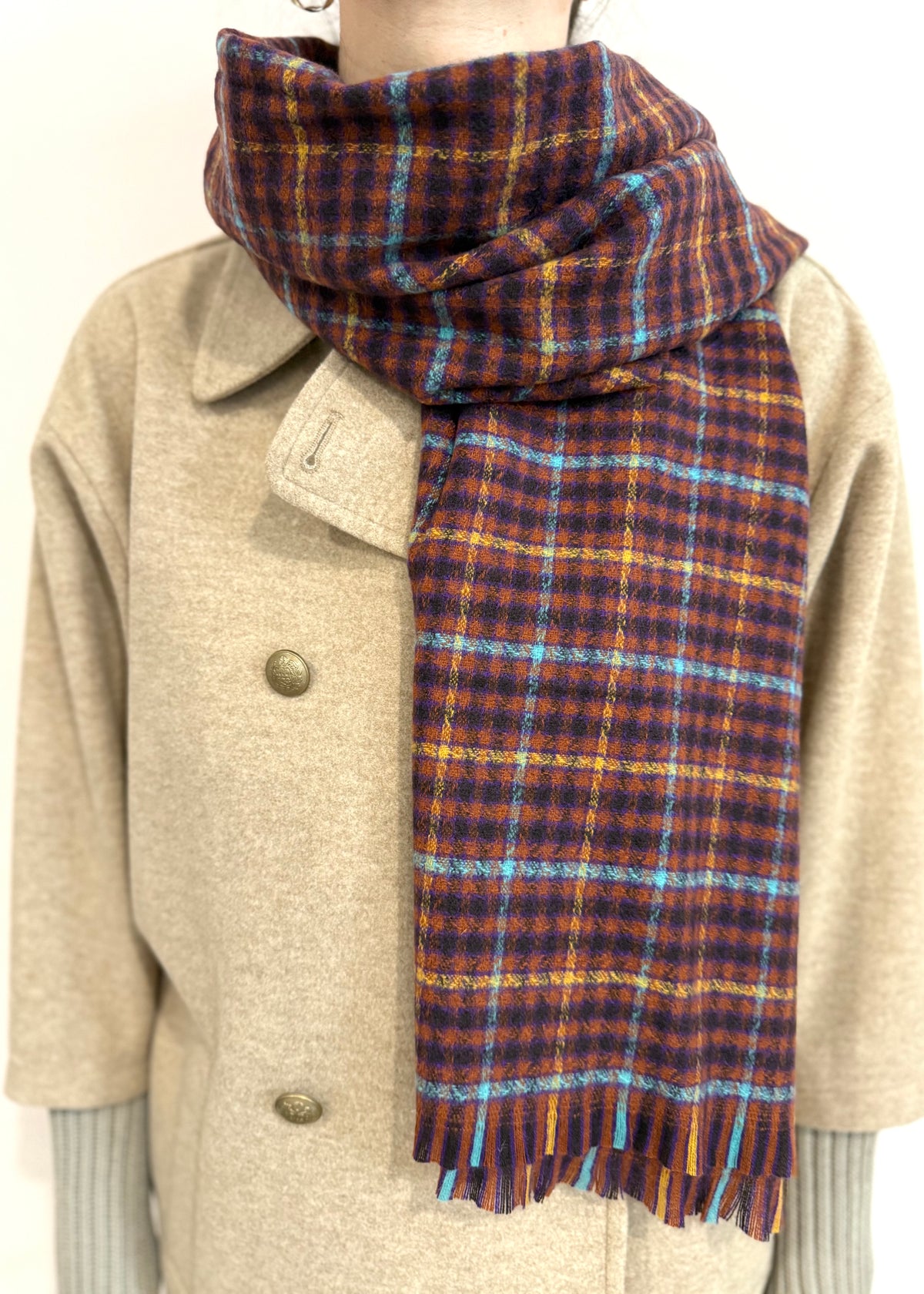 Karo Schal 'Rost-Türkis'