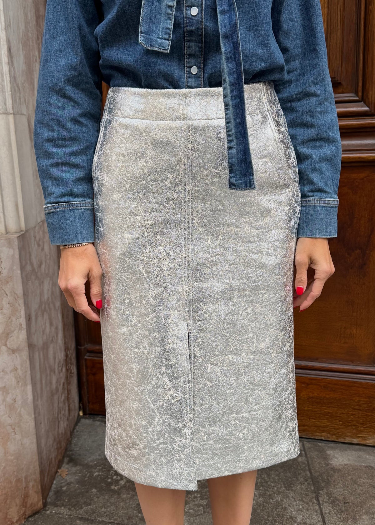 Bleistiftrock 'Silber'