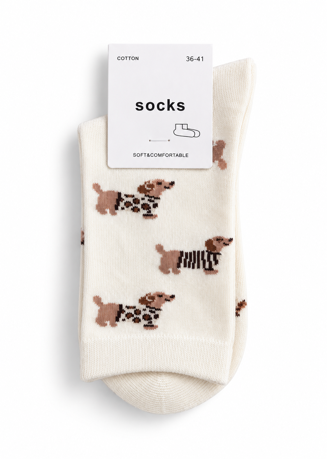 Socken 'Dackel' Weiß