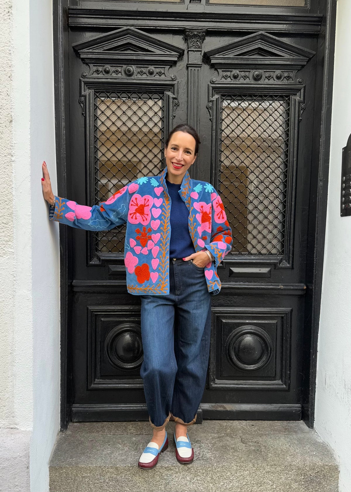 Bohojacke aus Samt 'Blau'