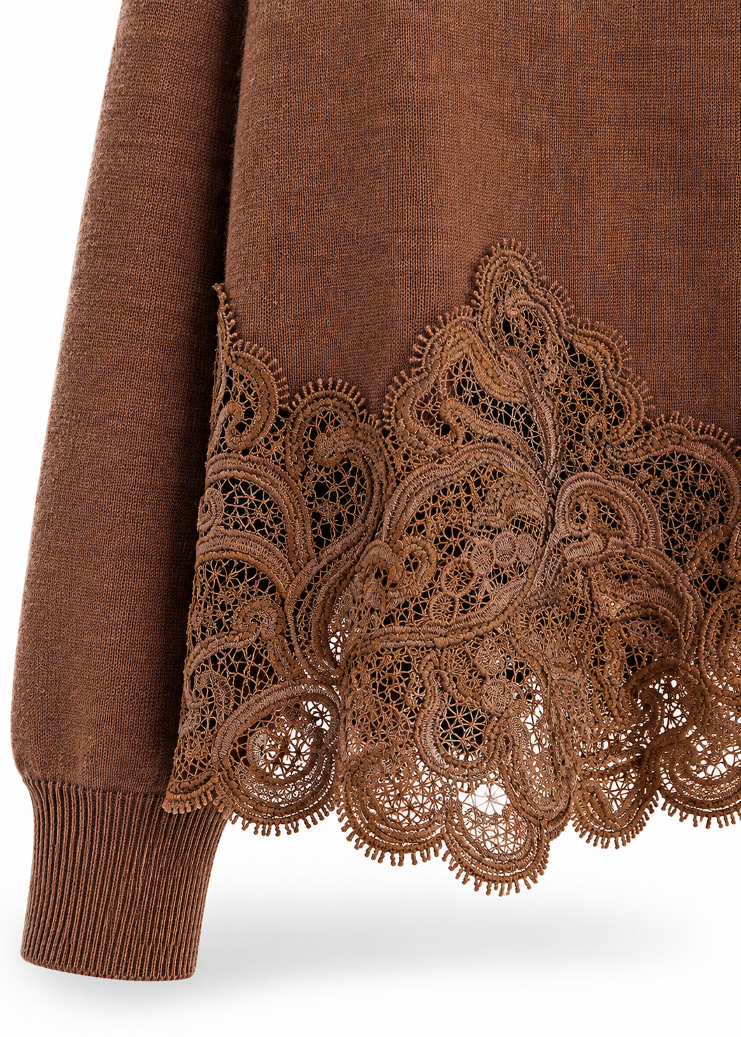 Pullover mit Spitze 'Zimt'