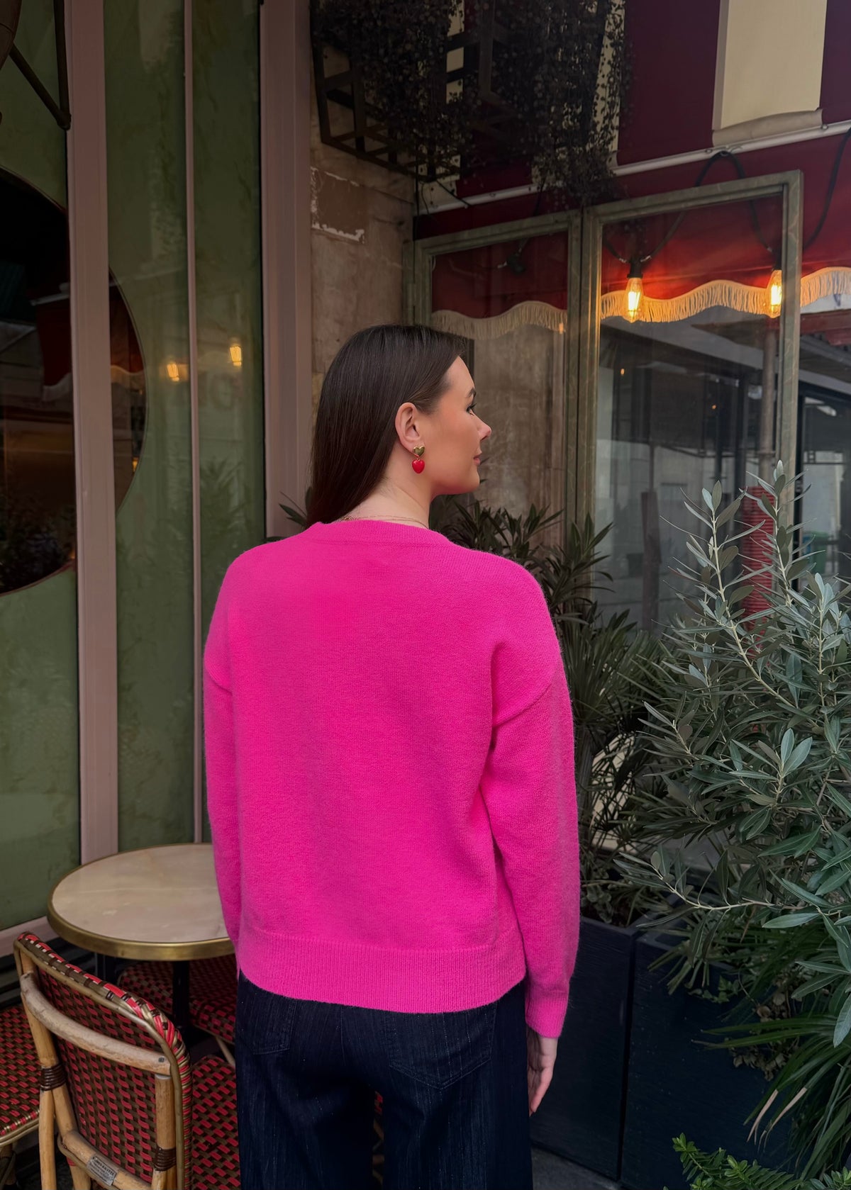 Pullover mit Palmen-Stickerei 'Pink'