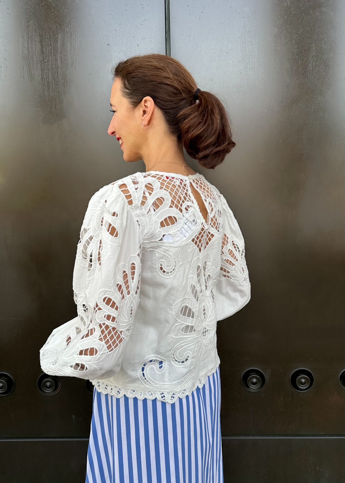 Bluse mit Sangallo Spitze &#39;Weiß&#39;
