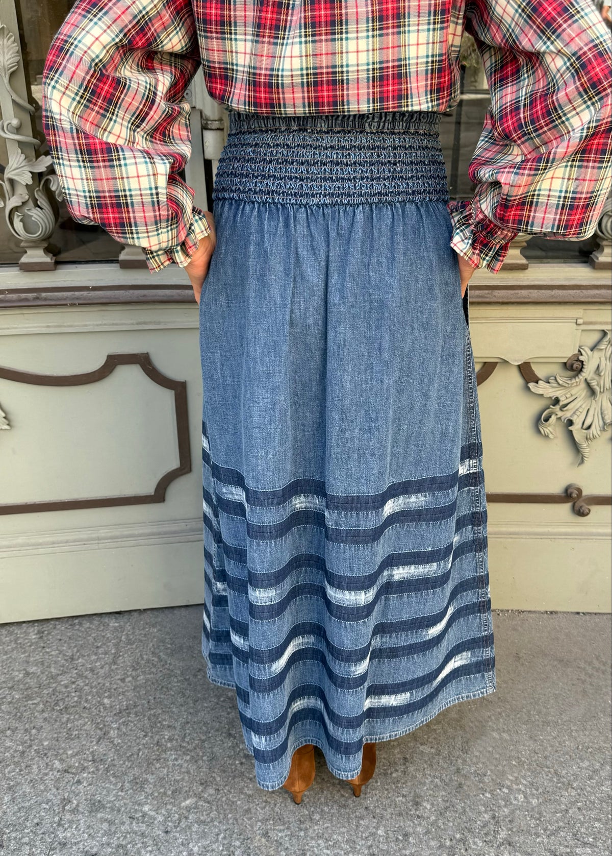 Jeansrock mit Streifen