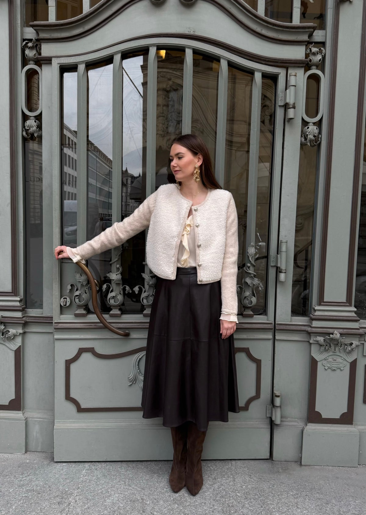 Strickjacke mit Teddypelz &#39;Créme&#39;