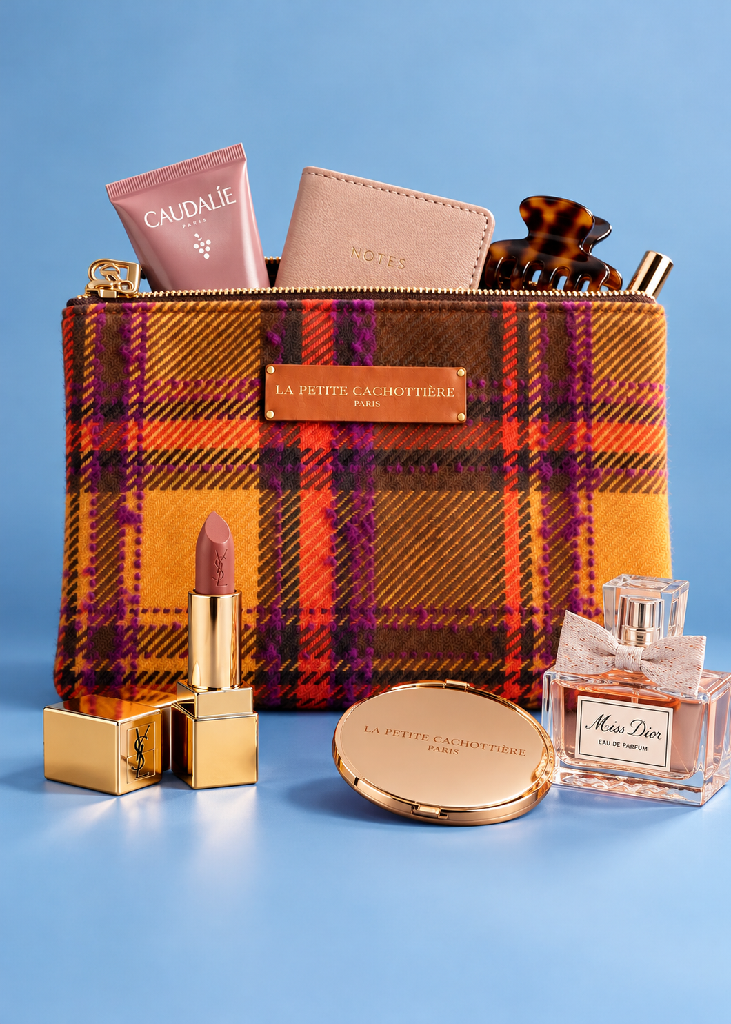 Kosmetik Clutch 'Karo-Ocker'