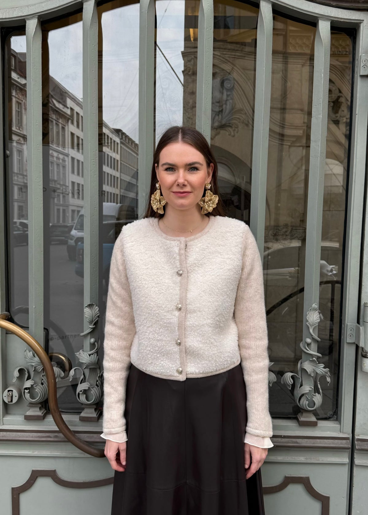 Strickjacke mit Teddypelz &#39;Créme&#39;