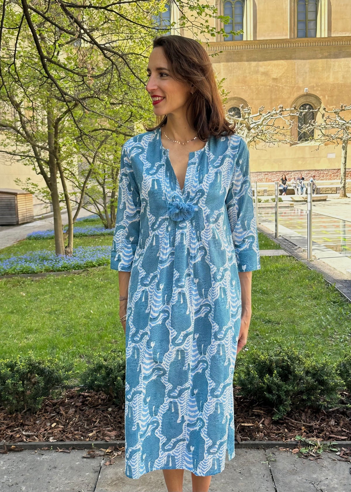Boho-Kleid &#39;Tiger&#39; blau
