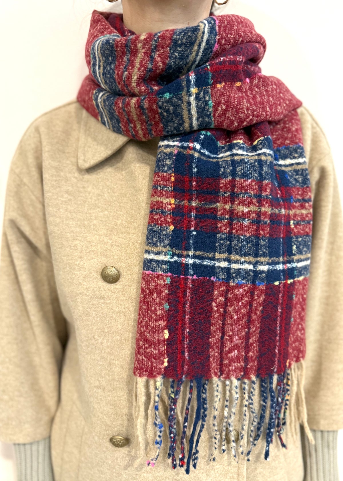 Karo Schal 'Bordeaux-Navy'