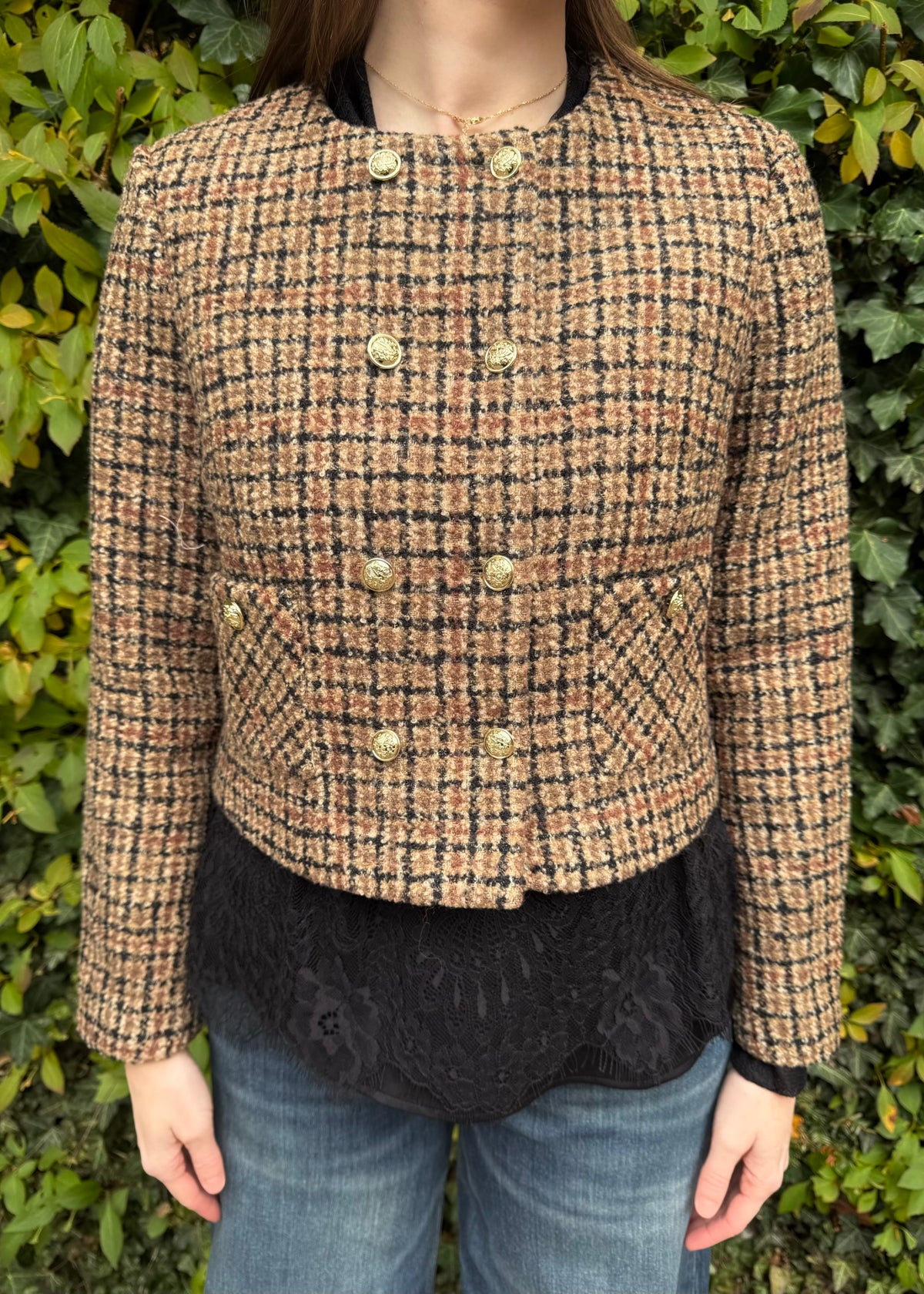 Elegante Tweedjacke mit Schmuckknöpfen &#39;Braun&#39;