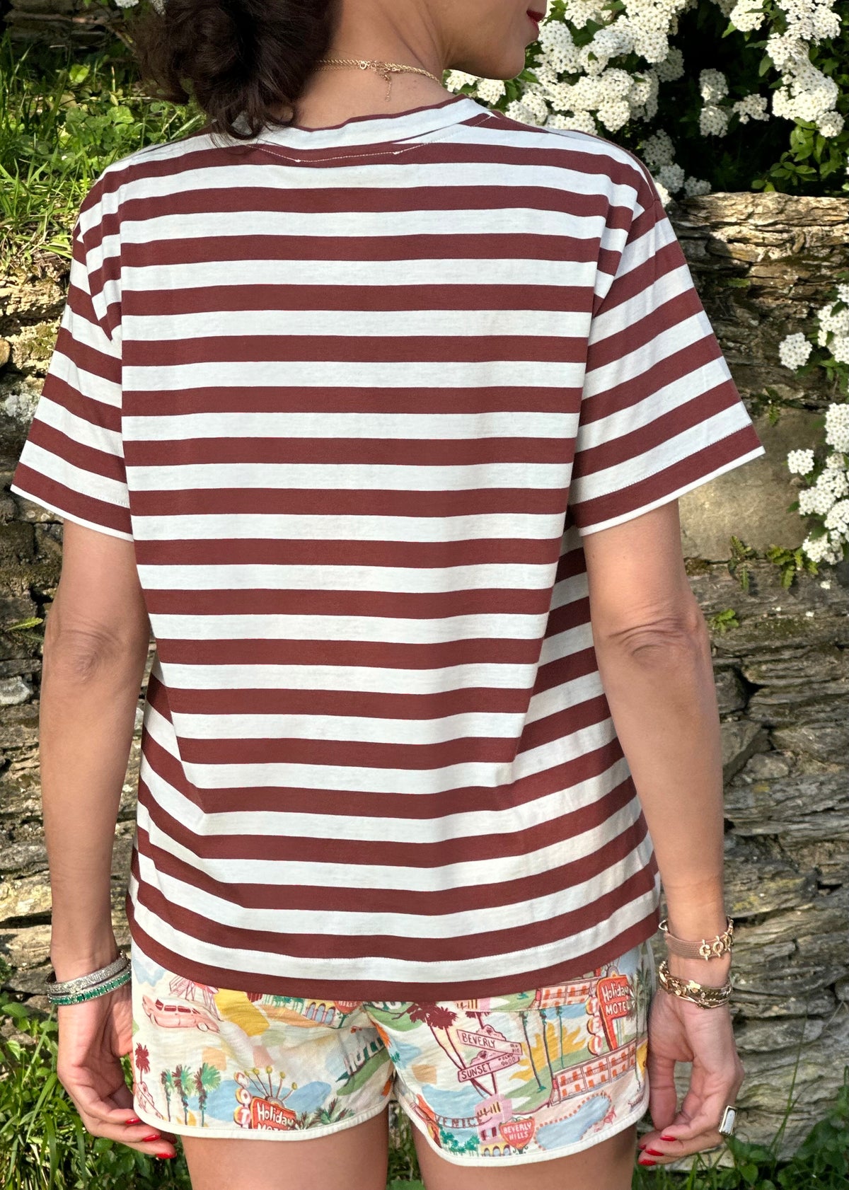 Oversized T-Shirt geringelt &#39;Braun&#39;