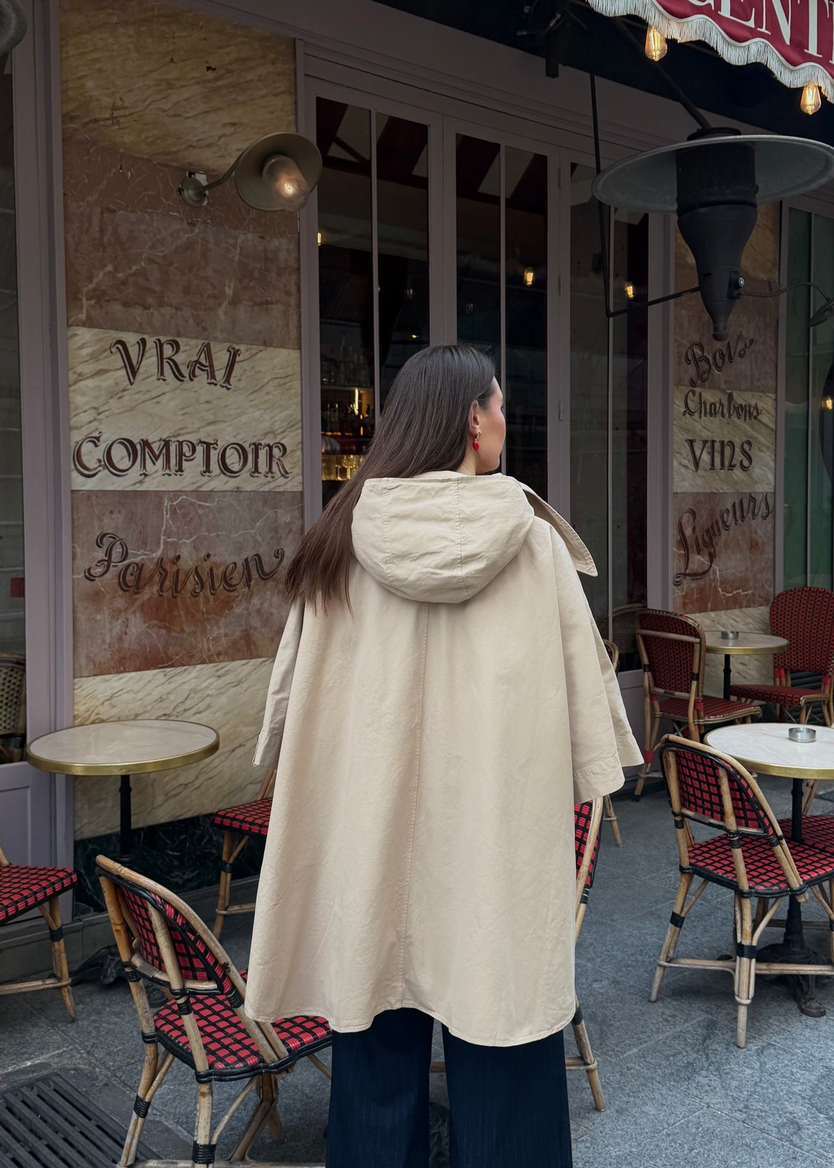 Klassisches Cape mit Kapuze 'Beige'