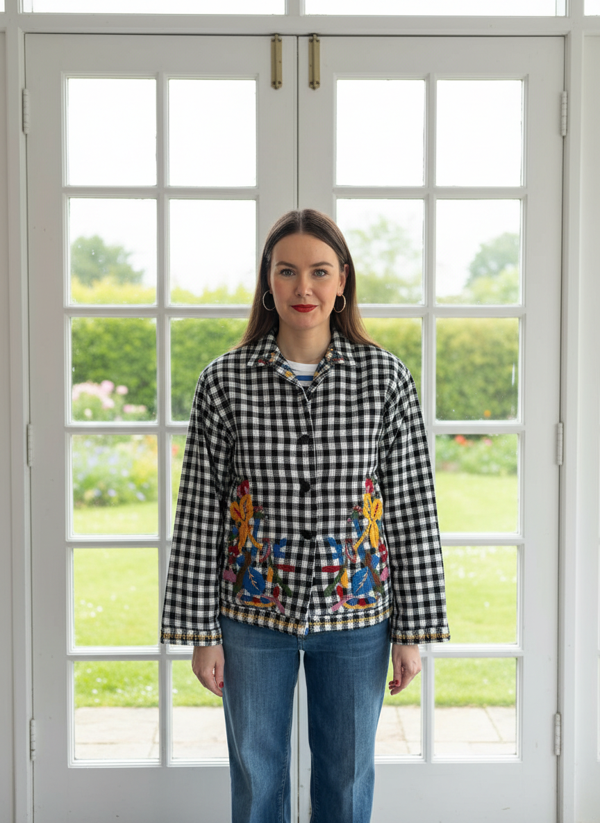 Jacke mit Stickerei 'Karo'