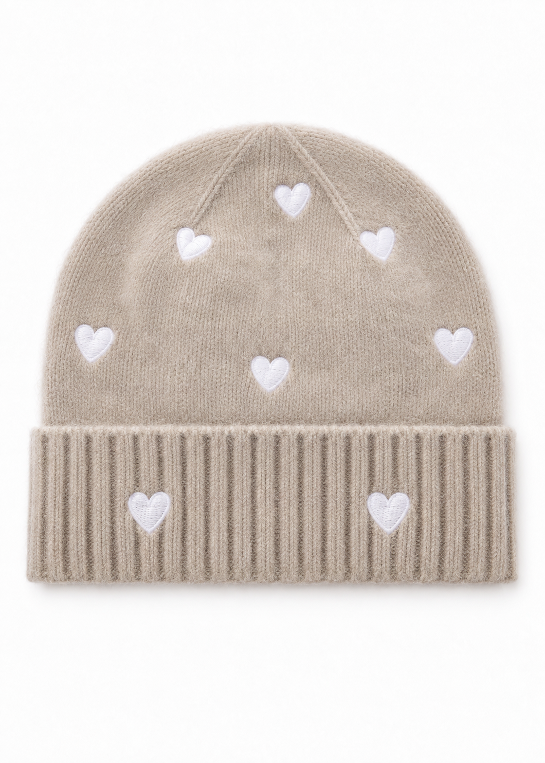 Cashmere-Mütze 'Herz' Beige