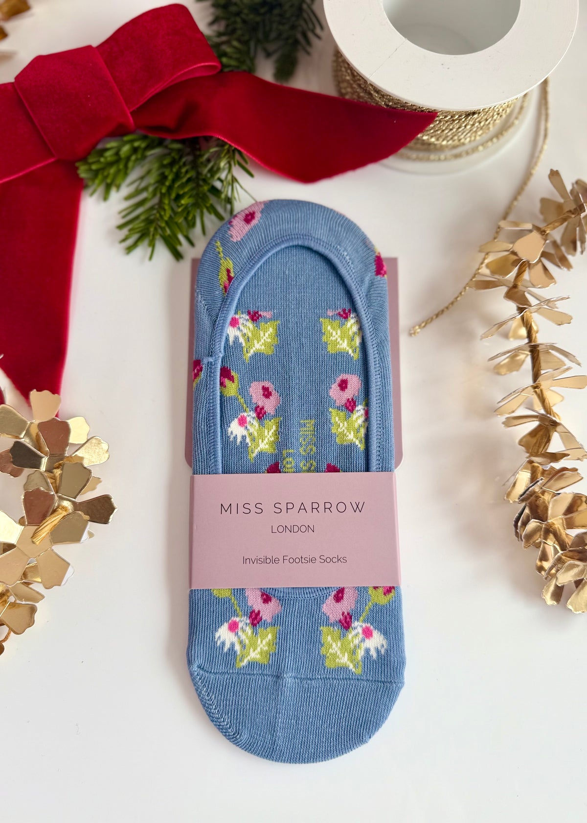 Füßlinge 'Blumen' Blau