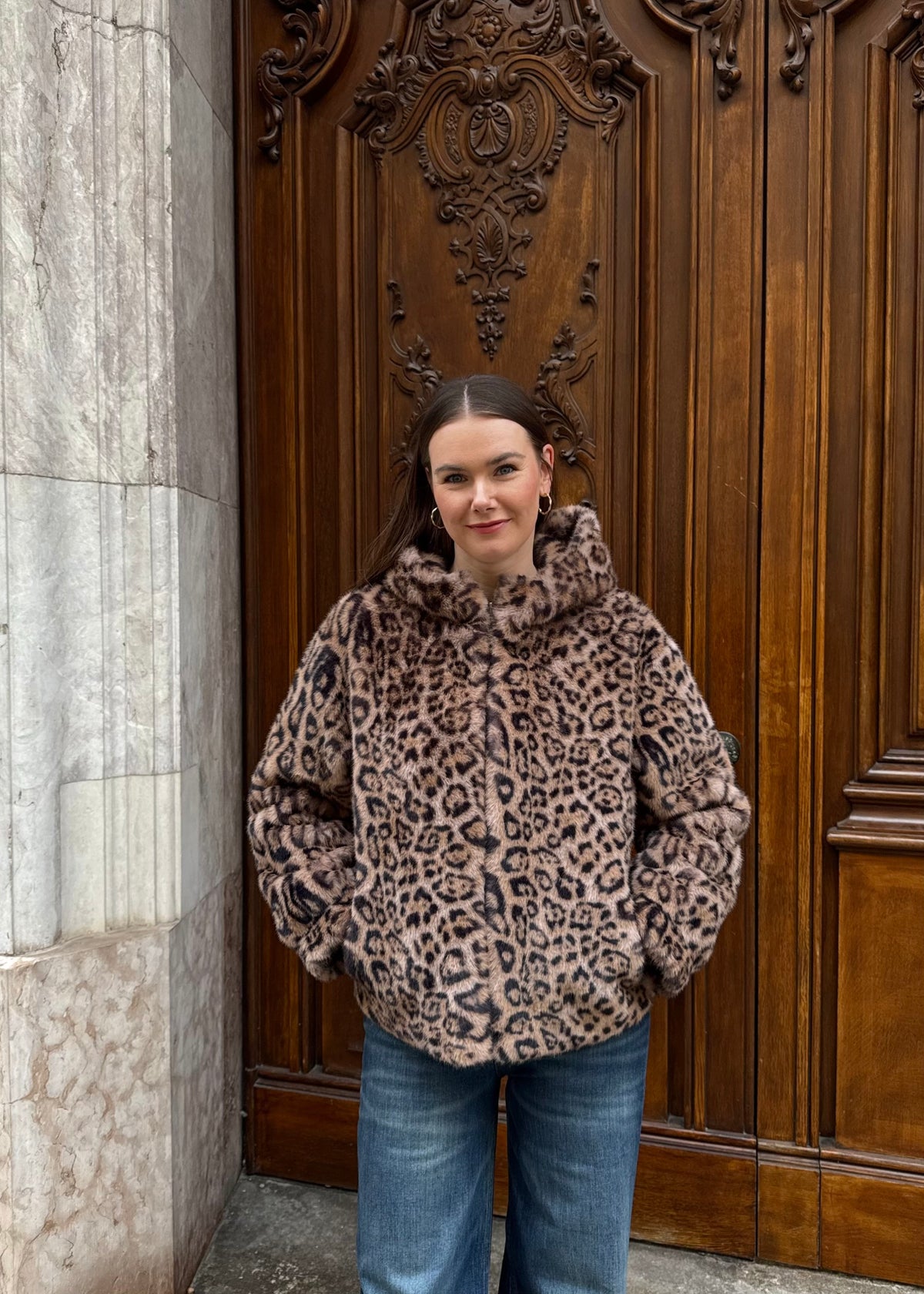 Kapuzenjacke aus Fake-Fur &#39;Leo&#39;