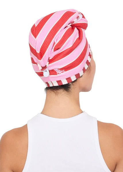 Haar Turban Stripes 'Rot-Rosa'