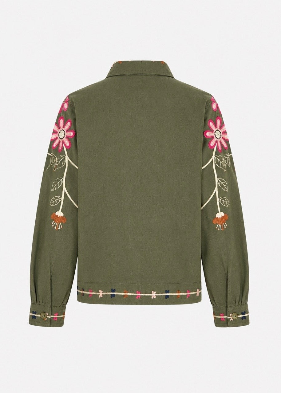 Jacke mit Stickerei 'Khaki'