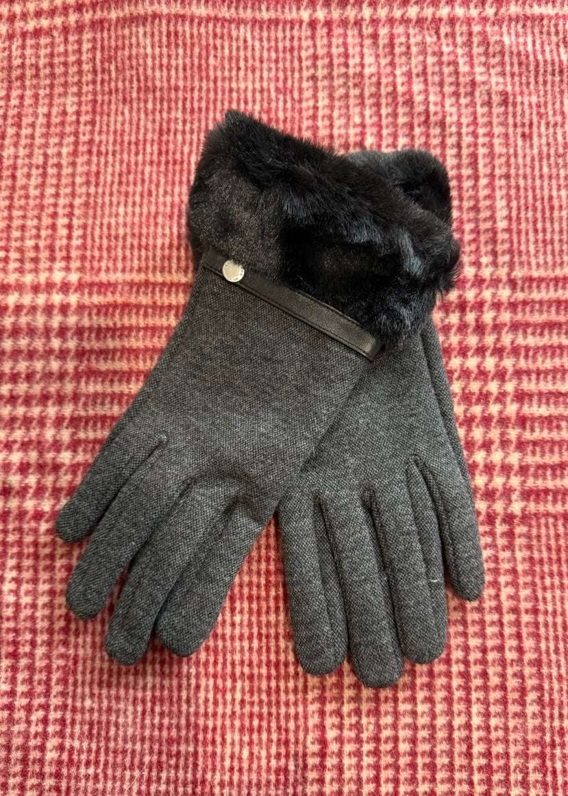 Handschuhe mit Fell 'Anthrazit'