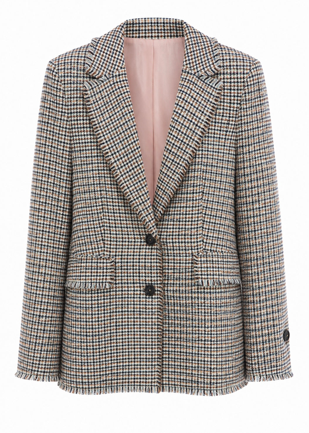 Blazer mit Fransen 'Hahnentritt'
