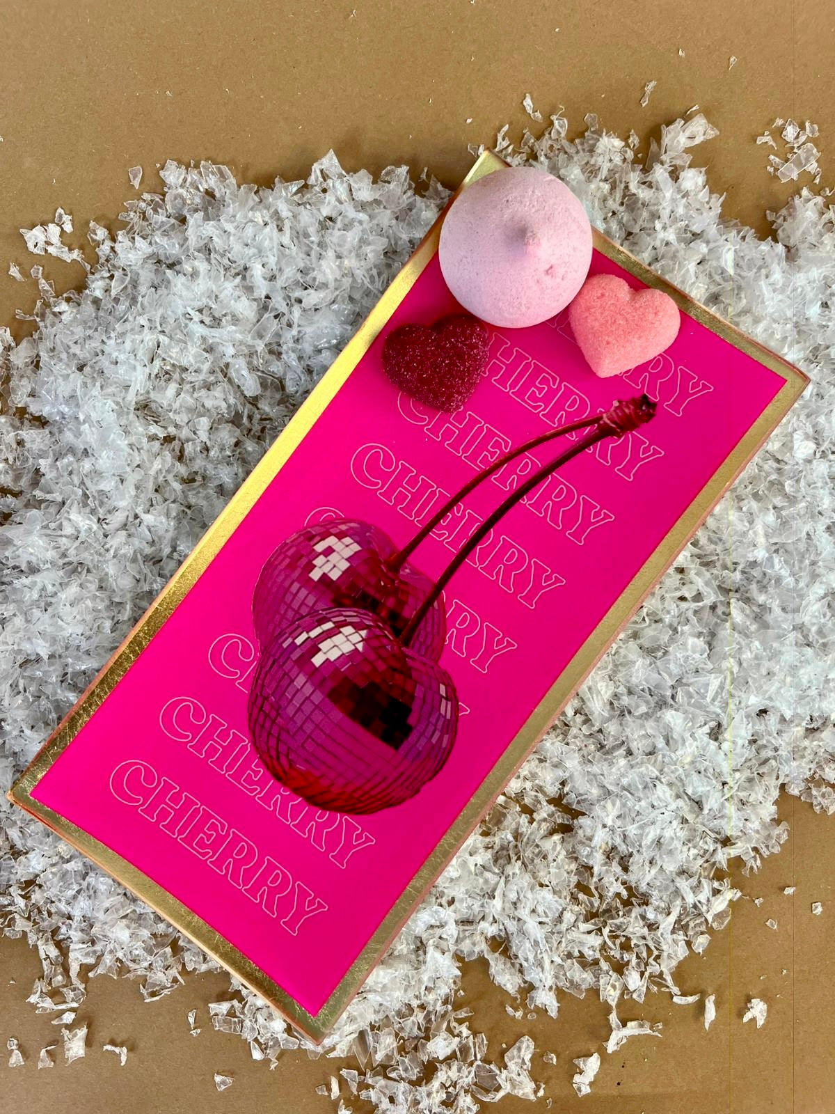 Glas Tablett `Cherry`