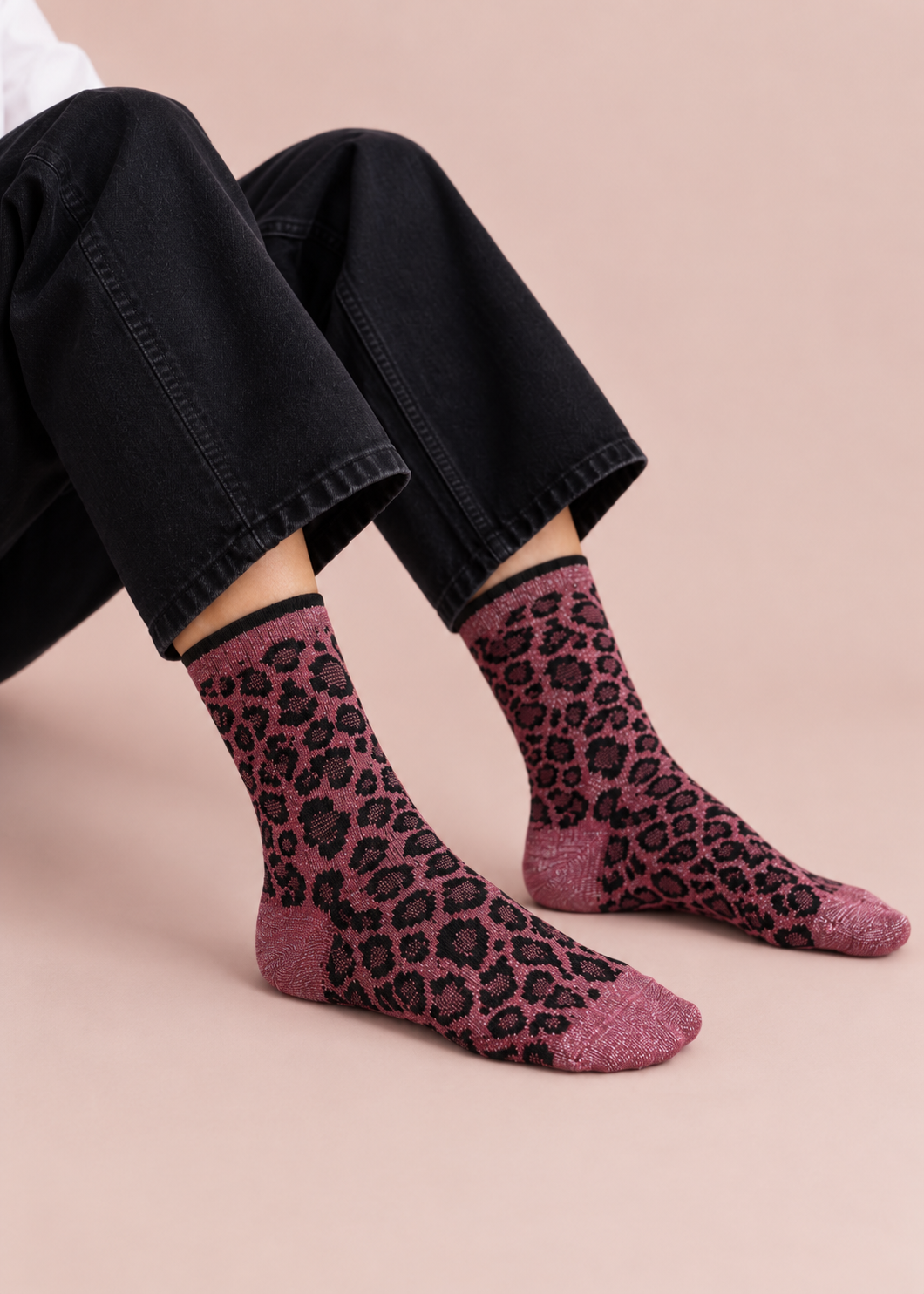 Socken mit Lurex 'Leo-Burgundy'