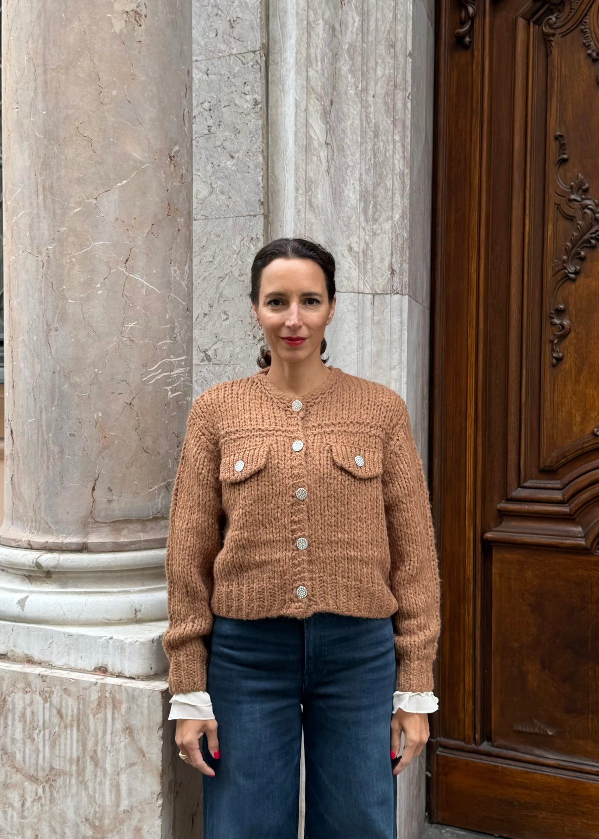 Strickjacke mit Schmuckknöpfen &#39;Braun&#39;