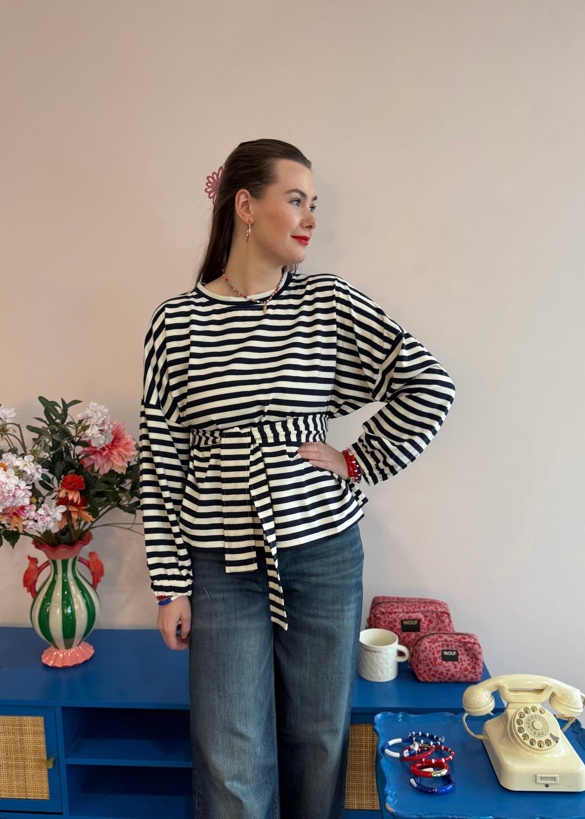 Ringel-Sweatshirt 'Navy'