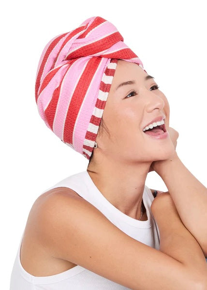 Haar Turban Stripes 'Rot-Rosa'