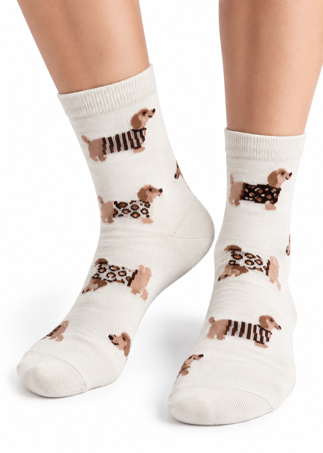 Socken 'Dackel' Weiß