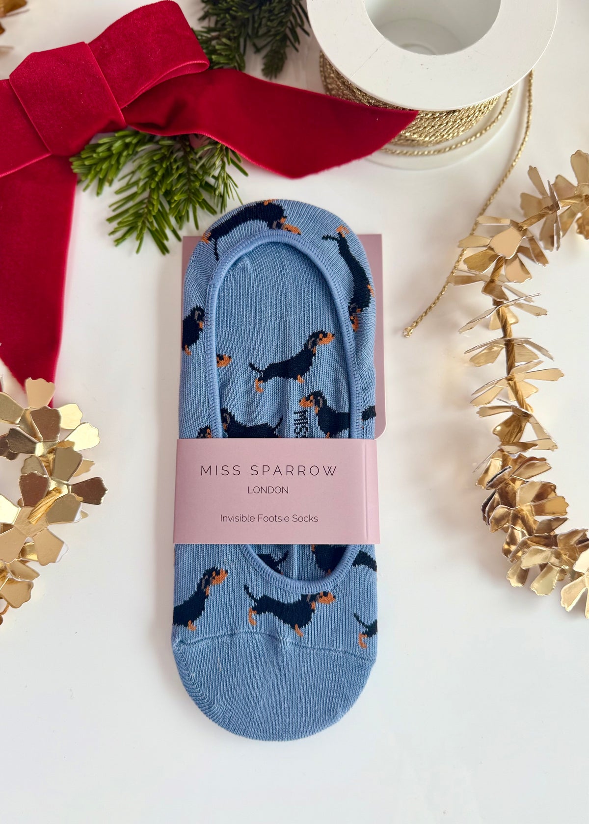 Füßlinge 'Dackel' Blau