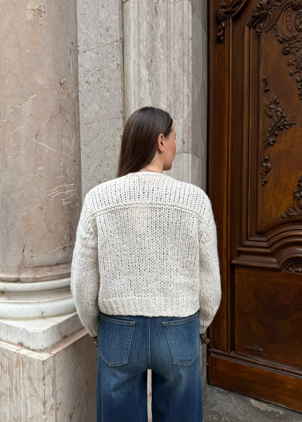 Strickjacke mit Schmuckknöpfen &#39;Offwhite&#39;