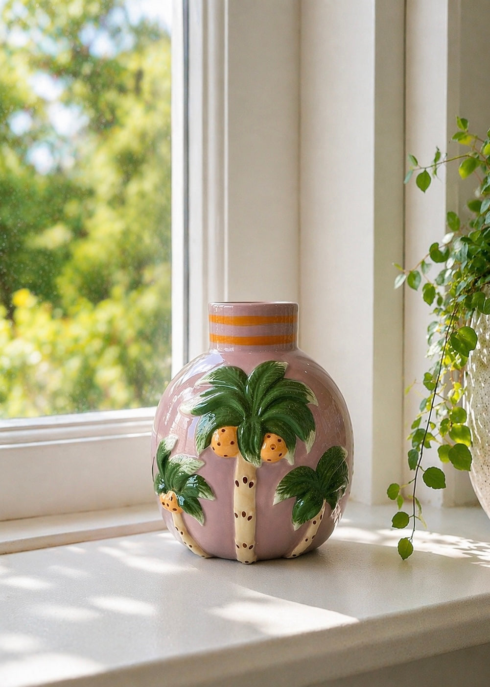 Keramik Vase S 'Palmen'