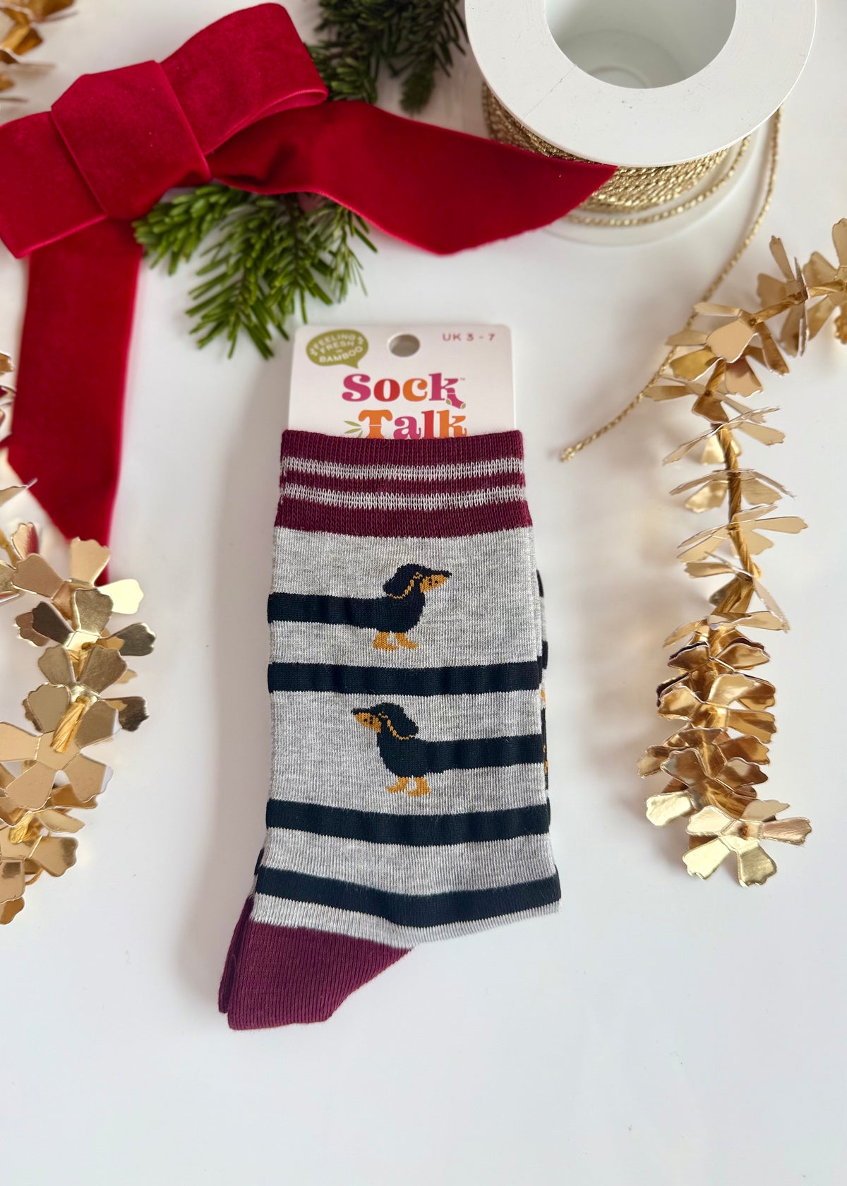 Socken 'lustiges Dackelmotiv' grau