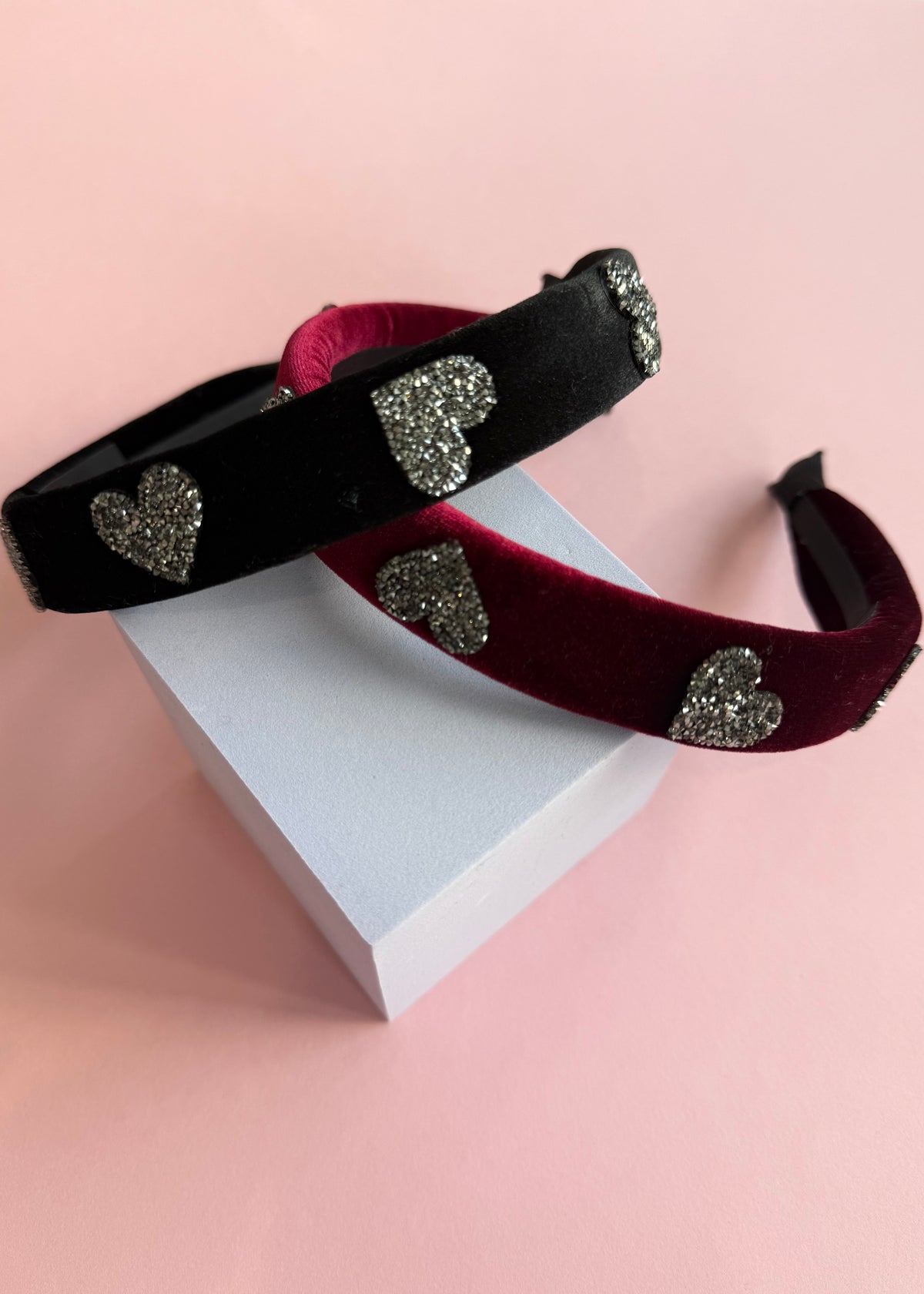 Haarreif mit Herzen &#39;Bordeaux&#39;