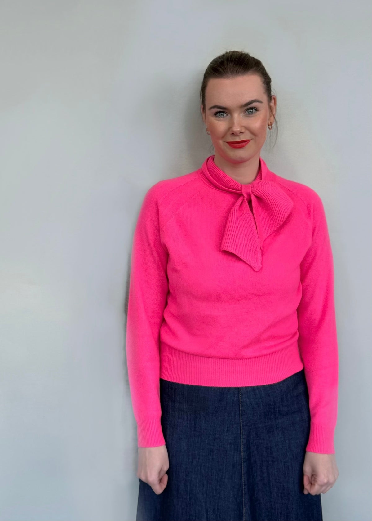 Kaschmirpullover mit Schluppe &#39;PInk&#39;