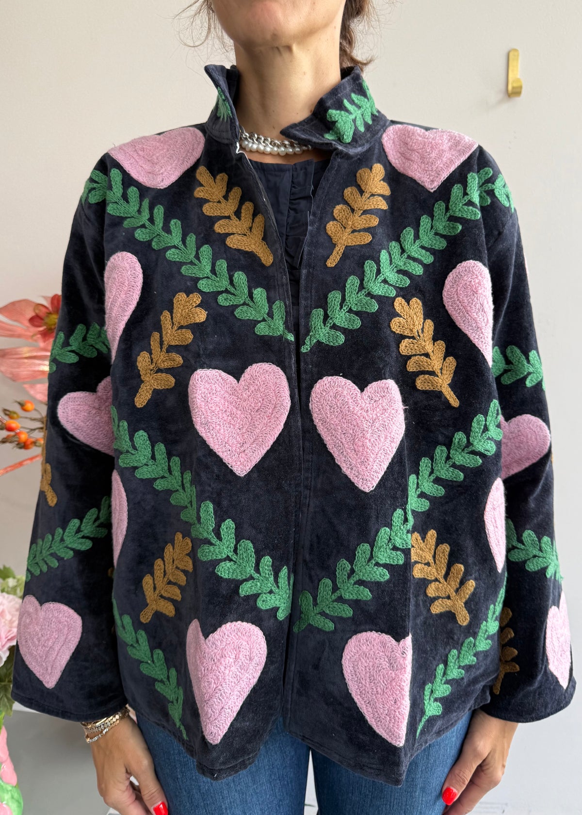 Bohojacke aus Samt &#39;Schwarz&#39;