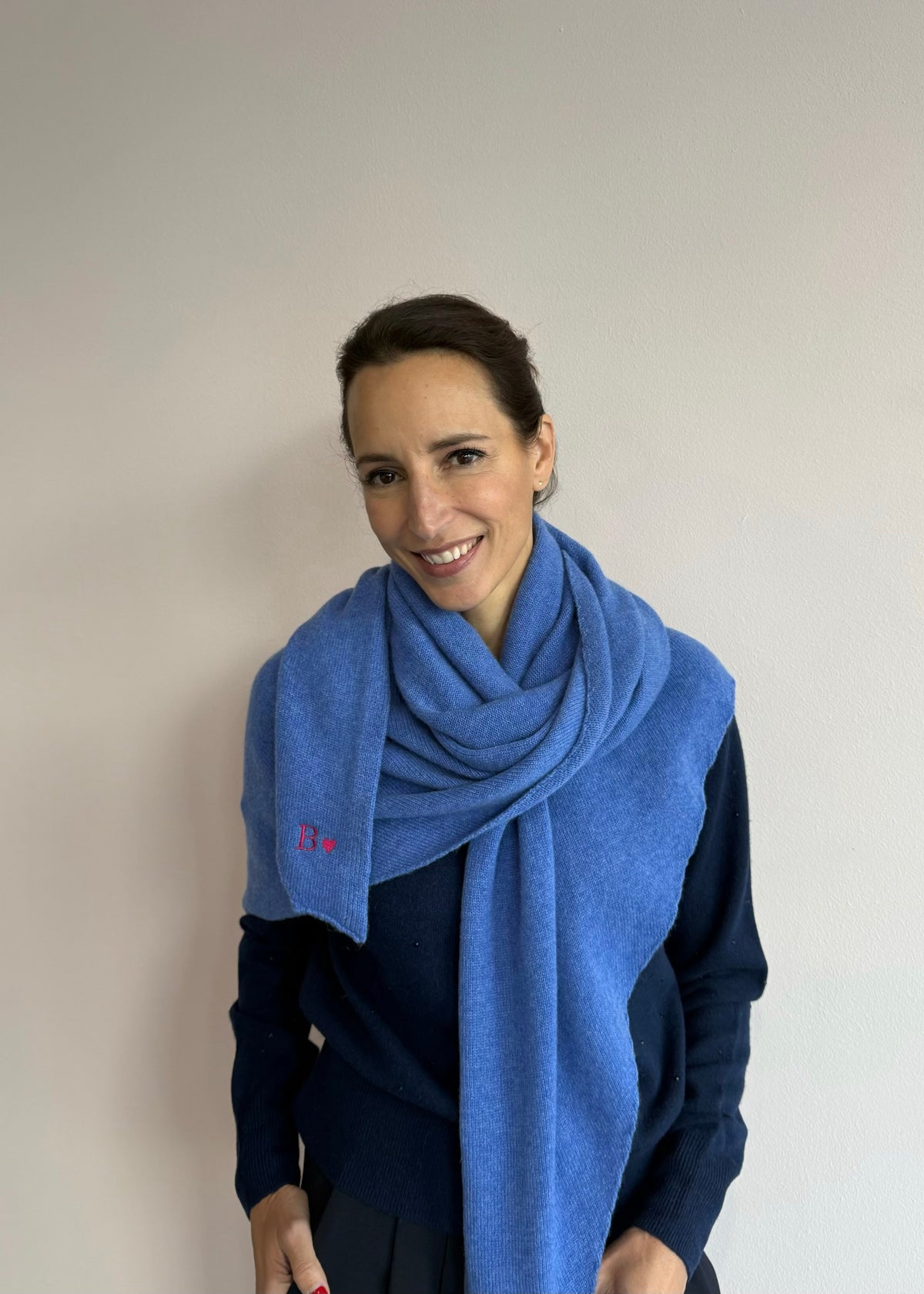 Kaschmirschal Blau personalisiert