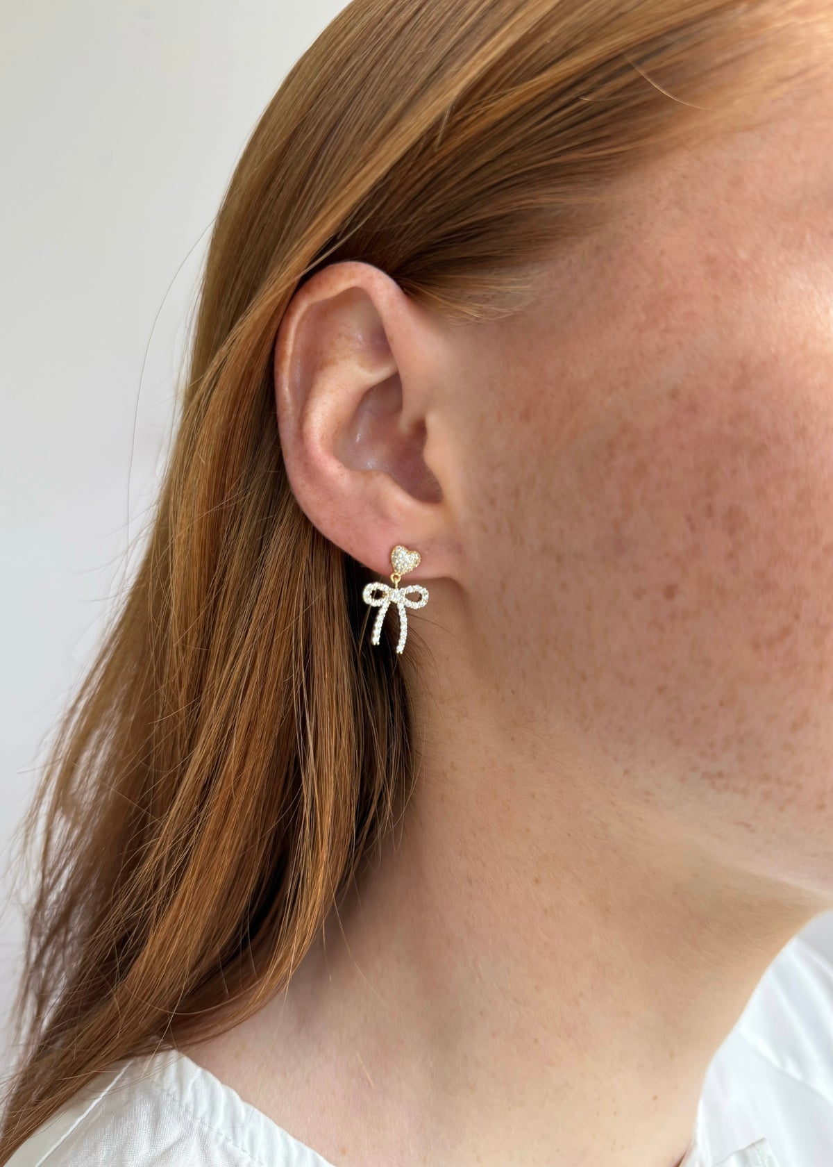 Ohrstecker mit Strass &#39;Schleife-Herz&#39;