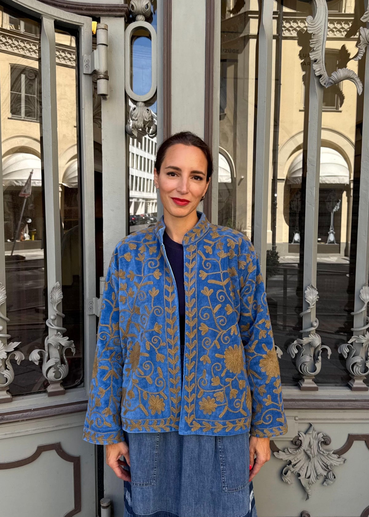 Bohojacke aus Samt &#39;Blau&#39;