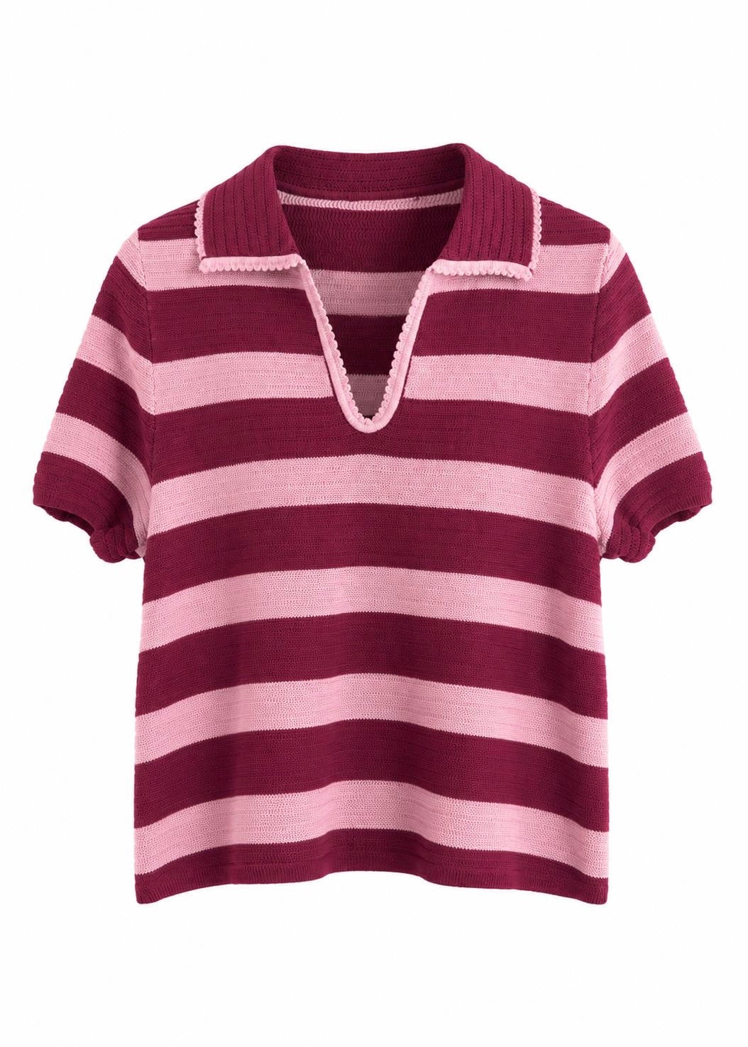 Strick-Poloshirt 'Rosa-Bordeaux'